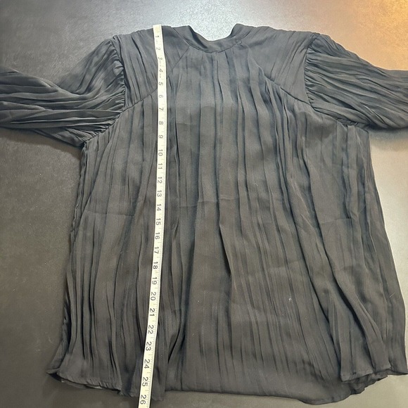 ASOS Black Pleated Chiffon‎ Blouse Open Back Tie size 4 - Picture 4 of 8